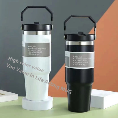 304 Stainless Steel 30oz Large Capacity Portable Car Cup Vacuum Portable Insulated Cup For Insulated Outdoor Car Ice Cream Cups