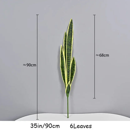 35in Tropical Artificial Tiger Piran Fake Plants Real Touch Sansevieria Leaves Plastic Plants For Home Garden Office Shop Decor