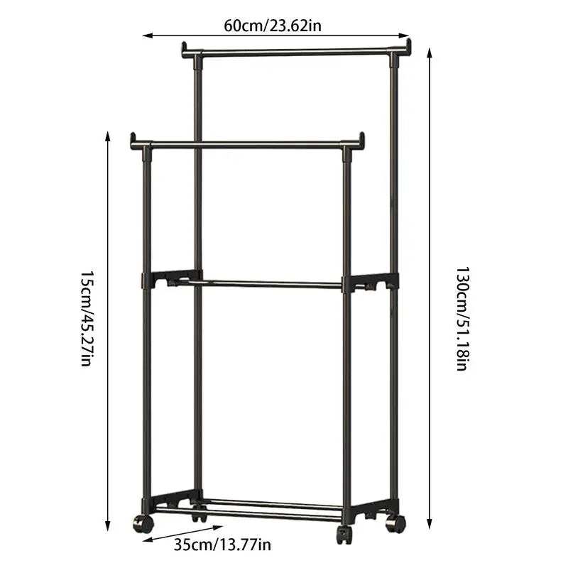 Rolling Garment Rack Metal Clothes Rack On Wheels Closet Organizers And Storage Multi-Functional Wardrobe Space Saver For