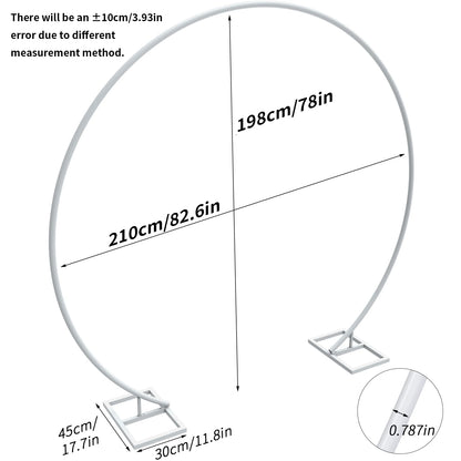 2.1M/2.2M/2.4M Removable Round Wedding Arch Metal Backdrop Flower Garland Party Frame Garden Arbor