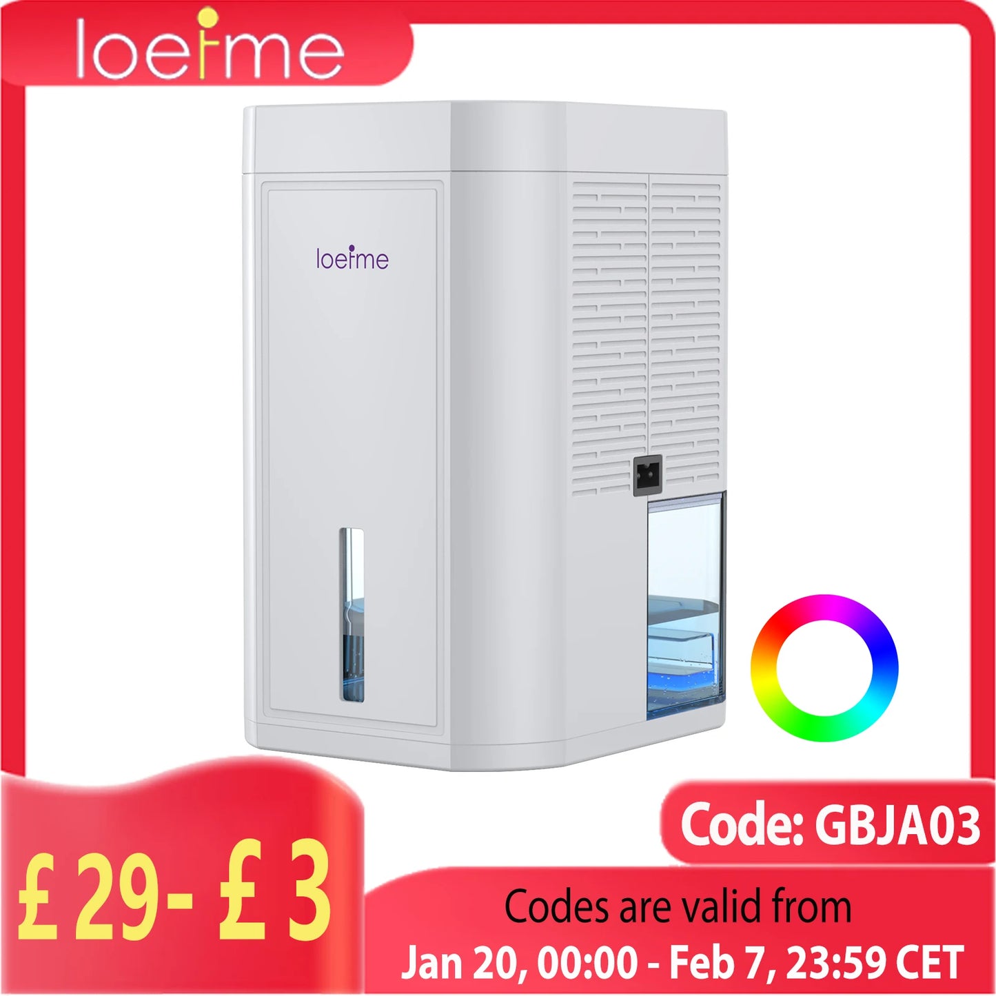 LOEFME 1L Tank Capacity Electric Dehumidifier for Home Condensation Moisture with Timer Silent Low Noise 35dB