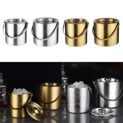 304 3L Stainless Steel Ice Bucket Portable Double Wall Insulated with Lid Hotel Wine Champagne Beverage Beer Tools