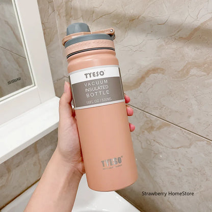 Tyeso 530/750ML Stainless Steel Thermos Bottle Portable Outdoor Sport Water Cup Keeps Cold and Heat High Capacity Thermos Bottle