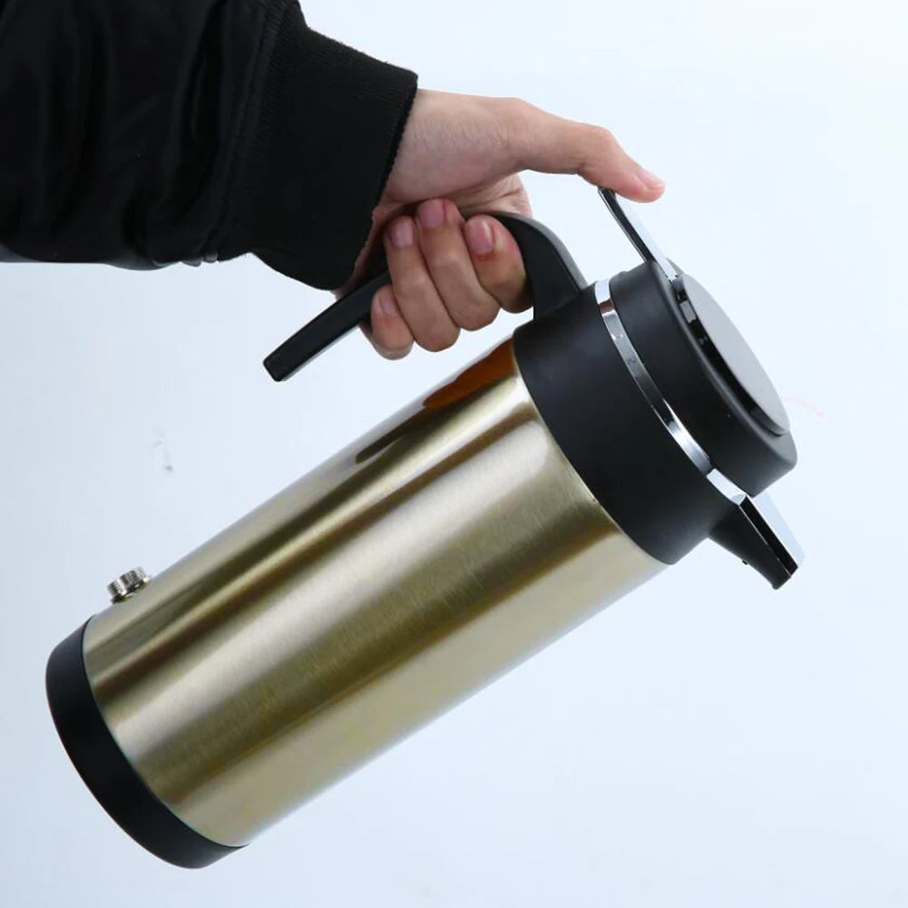 12V/24V Electric Heating Cup Kettle Stainless Steel Water Heater Bottle Auto Shut Off Fast Boiling Kettle for Travel Car Truck