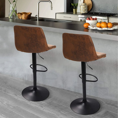 2x Industrial Vintage Tall Bar Stools Adjustable Pipe Kitchen Pub Stool Leather Padded Seat  Bar Chair Furniture