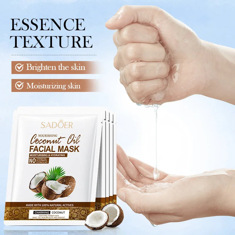 5pcs SADOER Coconut Face Mask Facial skincare Moisturizing Firming Hydrating Nourishing Facial Masks Face Skin Care Products