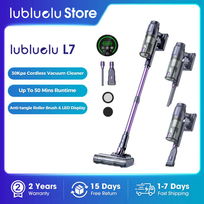 30Kpa Cordless Vacuum Cleaner, Anti-Tangling Brushless Lightweight Vacuum Cleaner With Touch Screen For Home Carpet Lubluelu L7