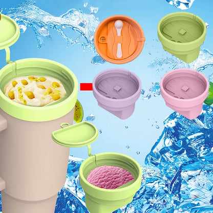 Silicone Ice Cream Cup with Lid & Spoon Ice Cream Container Freezer Storage Container for Stanley 40oz Water Cup Accessories