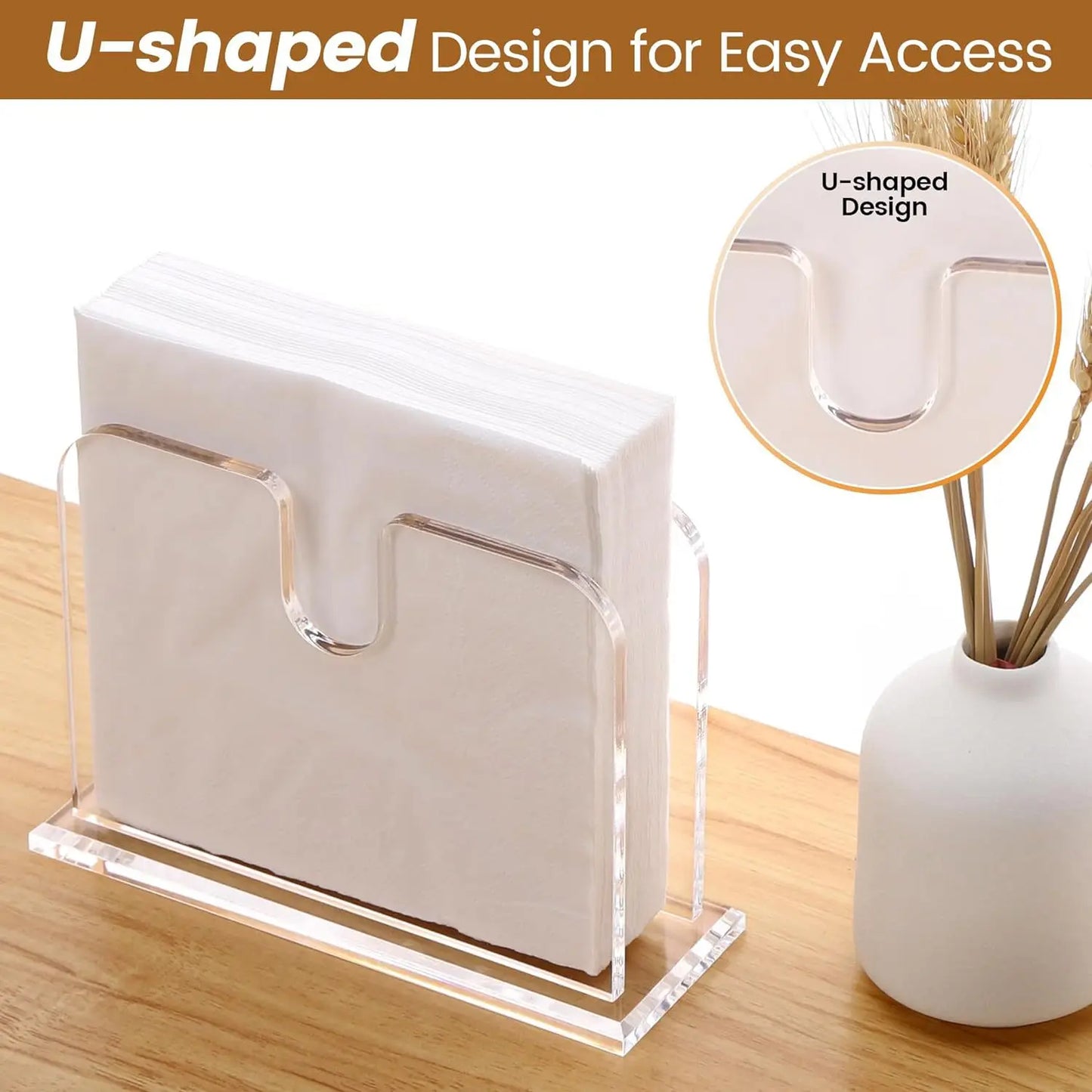 Transparent Acrylic Napkin Holder Vertical Napkin Holder Paper Dispenser Tissue Box Organizer Hotel Restaurant Table Decor