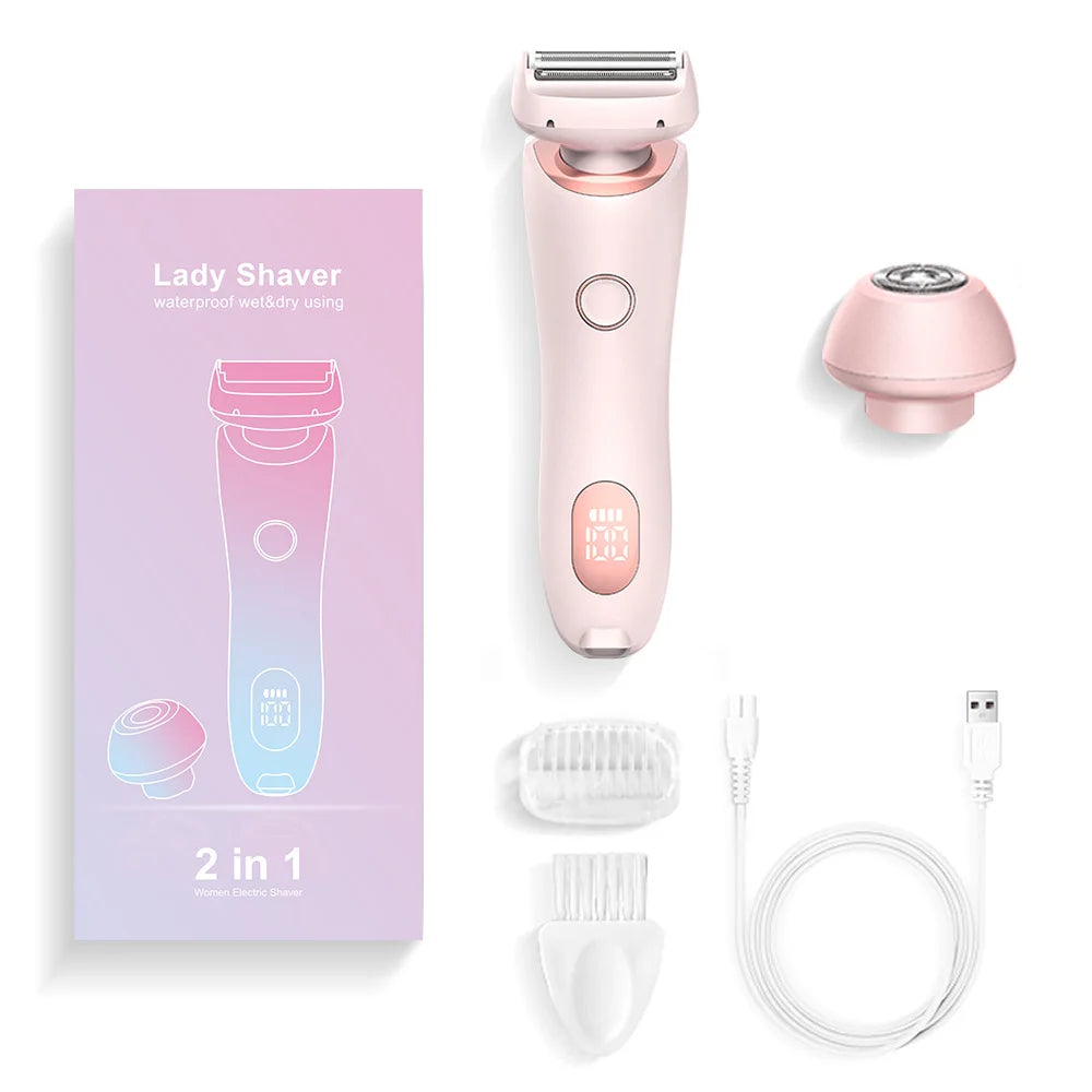 Electric Razors for Women 2 In 1 Bikini Trimmer Face Shavers Hair Removal for Underarms Legs Ladies Body Trimmer IPX7 Waterproof