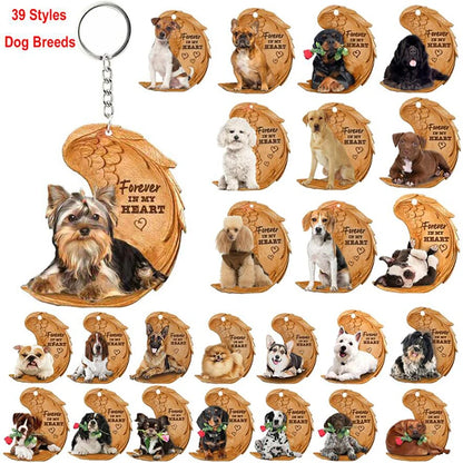 39 Style Cut Dog Forever In My Heart Angel Pendant Bag Keychain Car Key Chain Keyring Pet Jewelry Best Friends Gifts Accessories