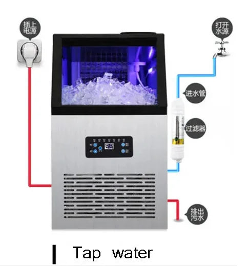 Commercial Ice Maker  Countertop Automatic Built-in Cube  Generator  Electric Cooler Machine Home Appliance