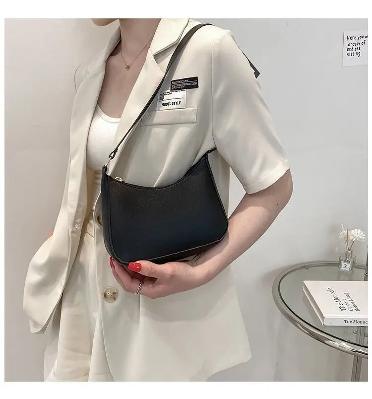 Women's Bag 2022 Trend Handbags Female Handbags Retro Solid Color PU Leather Shoulder Underarm Bag Ladies Shopper Hobos Bag