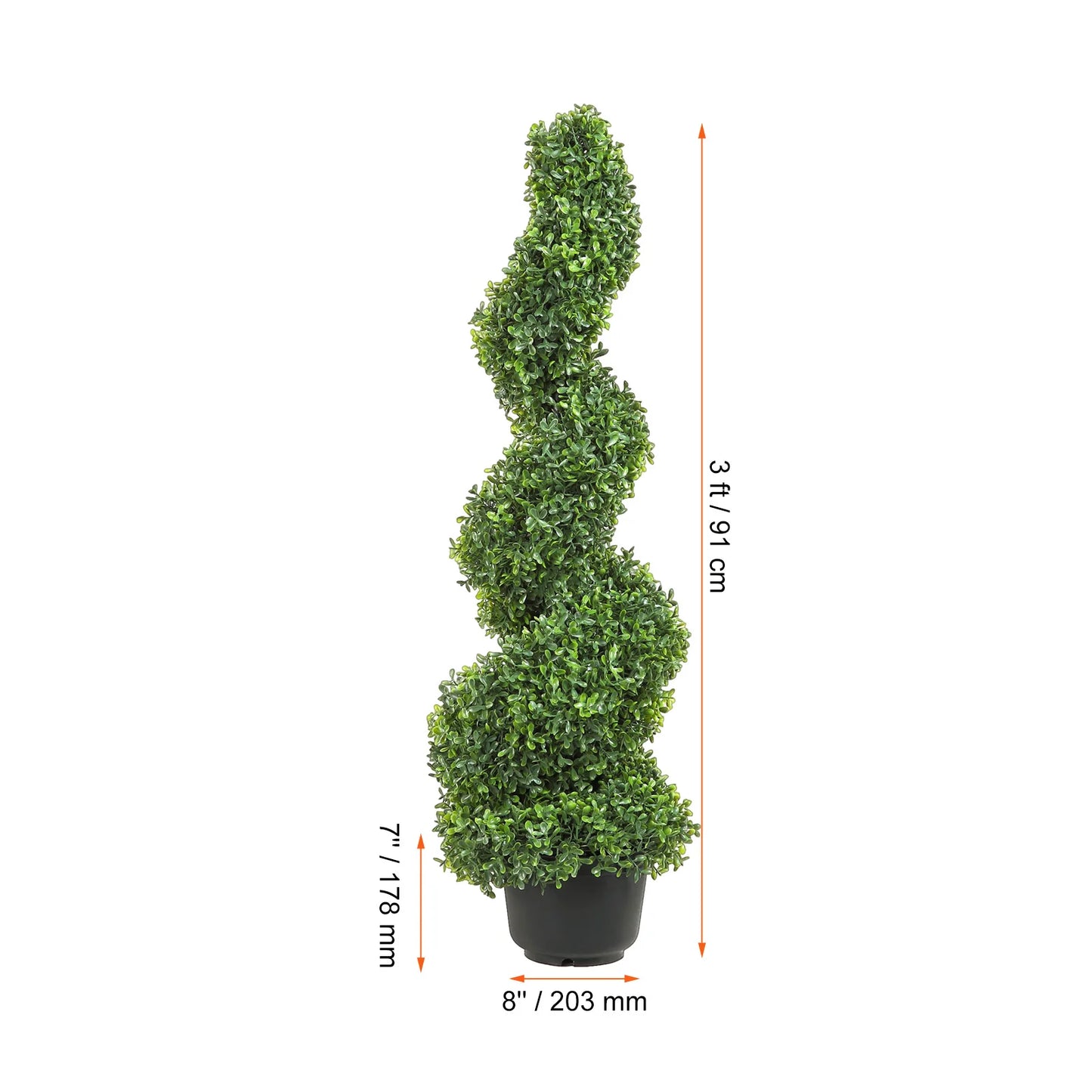 VEVOR 1/2pcs Artificial Boxwood Tower Topiary Spiral Artificial Plant 24/36/48in high Decorative Plants Green Plastic PE Tree