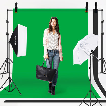 Andoer Photography Kit 1.8*2.7m Black White Green Cotton Backdrop 3pcs Fish-like Mount Clip 1pc 60cm 5in1 Photography Reflector