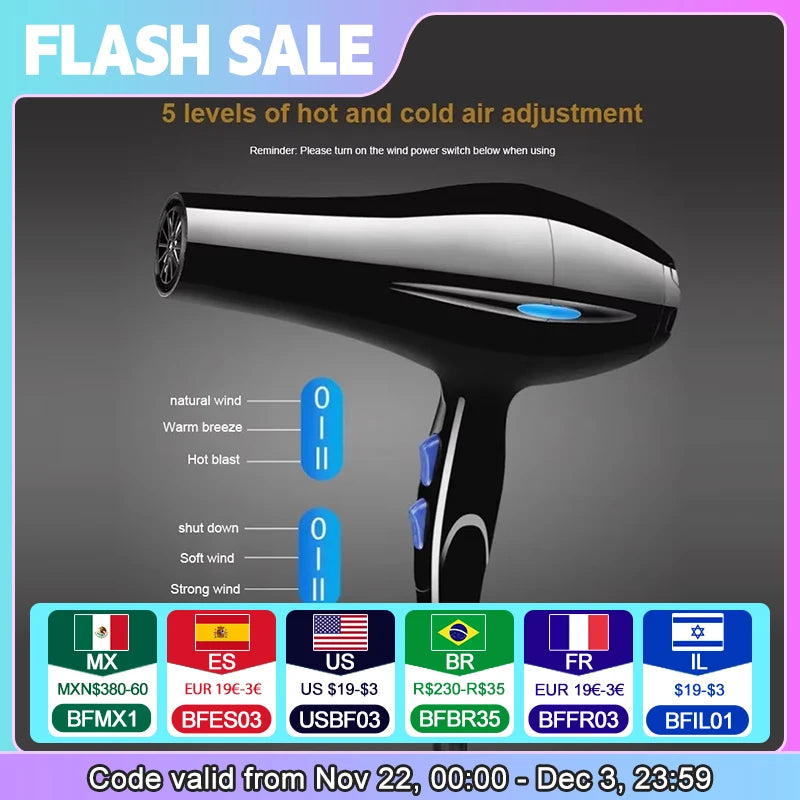 Negative Ion Hair Dryer Constant Temperature Hair Care without Hurting Hair Light and Portable Essential for Home and Travel