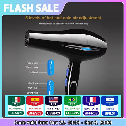 Negative Ion Hair Dryer Constant Temperature Hair Care without Hurting Hair Light and Portable Essential for Home and Travel