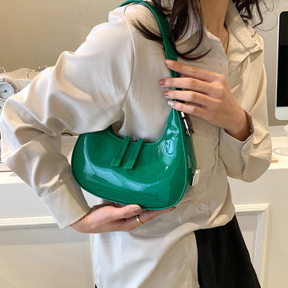 Retro Red Bag for Women Girls Half Moon Bag Small Hobo Shoulder Bags PU Leather Mini Tote Handbag Luxury Ladies Clutch Purses