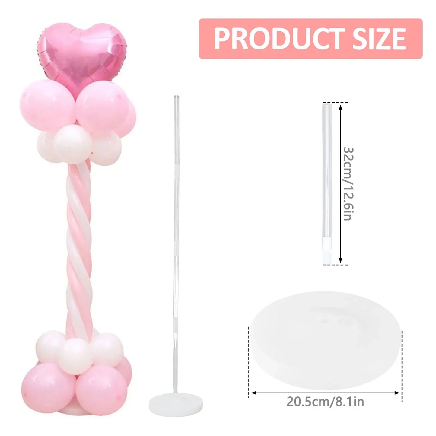 2Sets Birthday Balloon Column Kit Clear Balloons Arch Stand With Base And Pole For Wedding Decoration Birthday Baby Shower Party