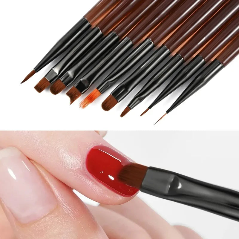 9PCS UV Gel Nail Brush Liner DIY Painting Pen Manicure Acrylic Drawing Brush for Nail Art Design Nails Tip Display Painting Tool