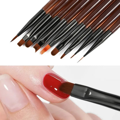 9PCS UV Gel Nail Brush Liner DIY Painting Pen Manicure Acrylic Drawing Brush for Nail Art Design Nails Tip Display Painting Tool