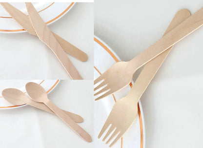 150 Pcs Disposable Wooden Cutlery Set Includes Forks, Spoons, For Party, Outdoor Picnic, Family & Friends Gathering, Ice Cream