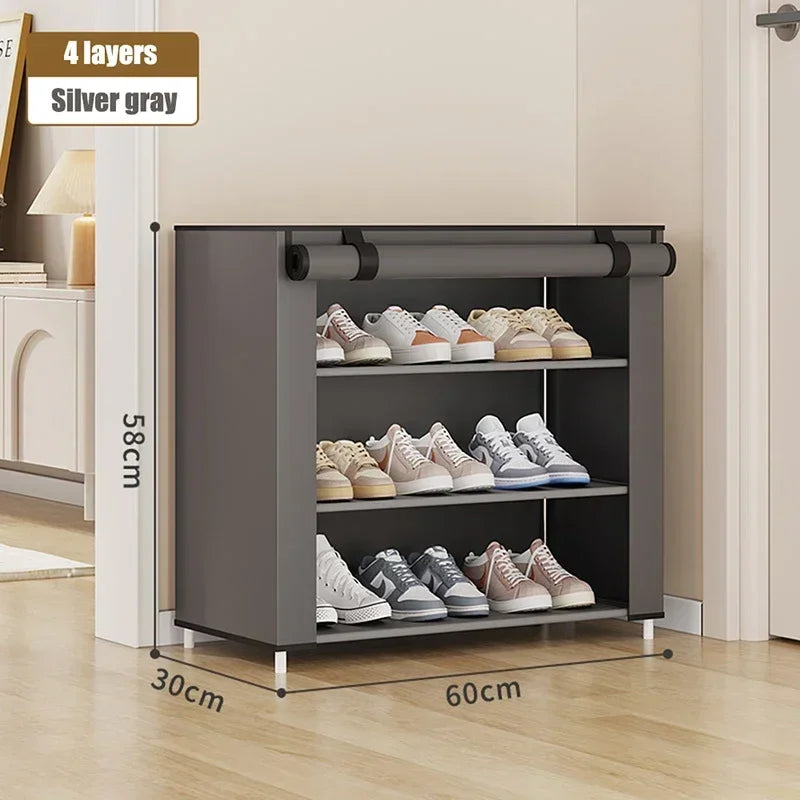 Shoe Cabinet Dustproof Fabric Multifunctional Storage Shoe Rack Moisture-proof Elevated Design Large Capacity Shoe Rack Cabinet