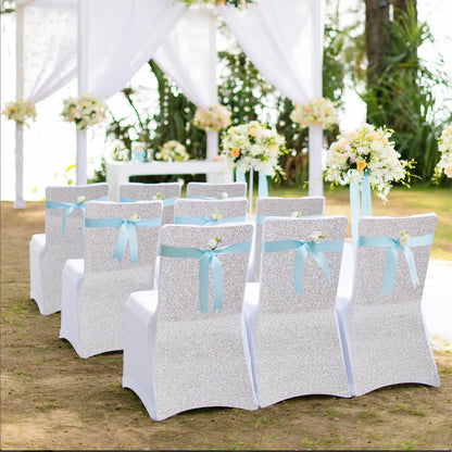 Polyester FOLDING CHAIR COVERS, Wedding Banquet Decor, White and Pink, 10 PCs, 50 PCs, 100PCs