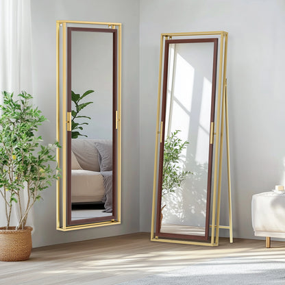 160CM Tall Full Length Mirror Metal Frame Full Body Mirror Wall Mounted/ Standing Bedroom Dressing Mirror for Living Room Closet