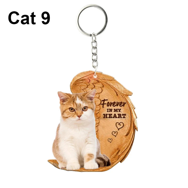 1 Piece 23 Style Dog Forever In My Heart  Angel Pendant Bag Key Chains Car Keychain Keyring  Pet Jewelry Gift For Women Girls