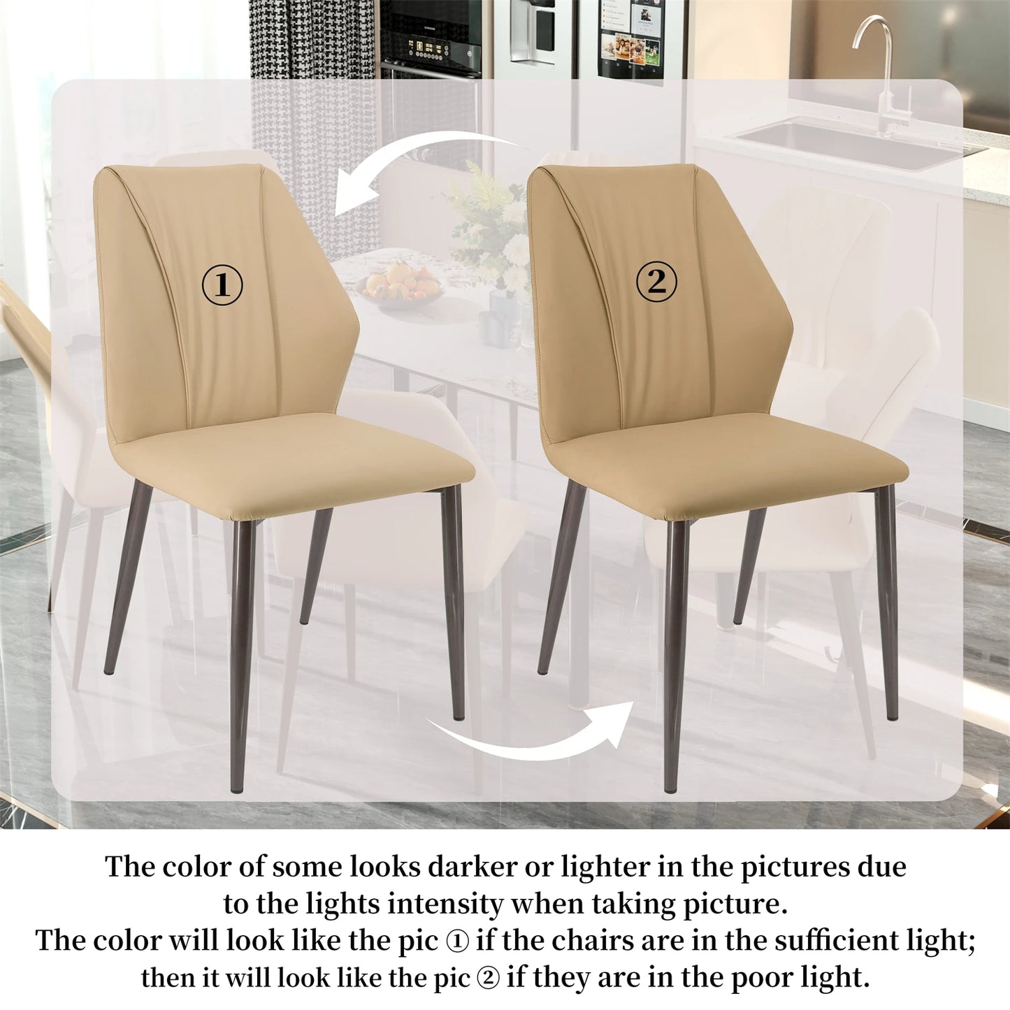 Upholstered PU Leather Dining Chair Set of 2 Kitchen High Back Armless Side Dinner Chairs for Living Room, Kitchen