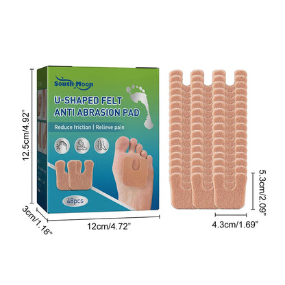 48pcs Anti-Callus Foot Cushion Soft Comfortable U-Shaped Felt Callus Pads Friction Reduction Pain Pressure Relief Foot Care