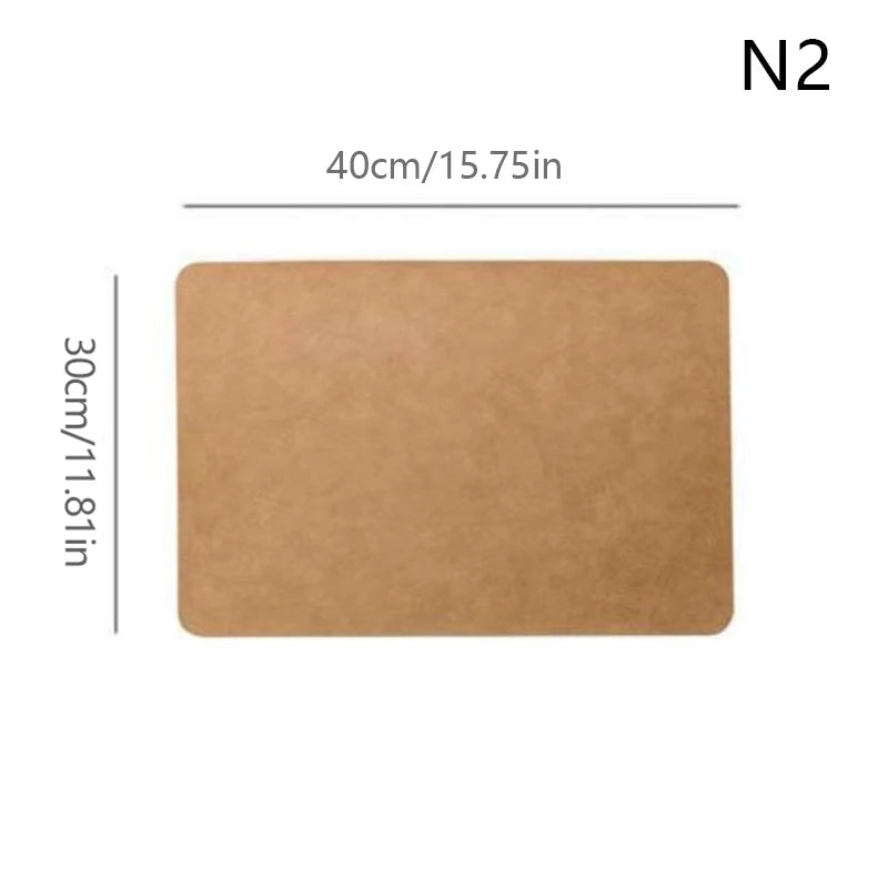 1pcs Light Luxury Solid Leather Placemat Coffee Brown PU Table Mat Waterproof Oilproof Heat-Insulated Plate Bowl Pad Table Decor