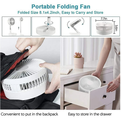 Usb Charging Desktop Home Mini Floor Fan Telescopic Fan Retractable Usb Folding Fan For Home And Office And Outdoor Activity