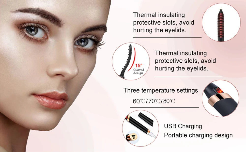 Heated Eyelash Curlers Electric Eyelash Curler for Makeup Tools USB Rechargeable with 3 Heating Modes Eyelash Curlers