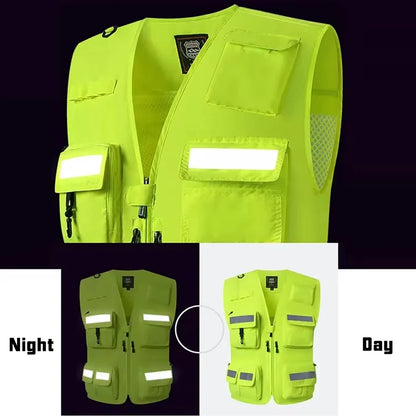 Reflective Vest Emergency Firefighter Volunteer Road Rescue Outdoor Breathable Mesh High Visibility Safety Waistcoat Workwear