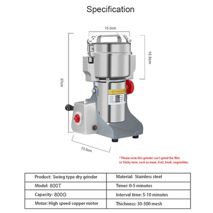 BioloMix 800g Electric Grain Mill Grinder, Grains Spices Hebals Cereals Coffee Dry Food Grinder