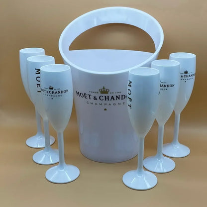 6 Cups 1 Bucket Ice Buckets and Coolers Wine Glasses 3000ml Acrylic Goblets Champagne Wedding Bar Party Wine Bottle Holder