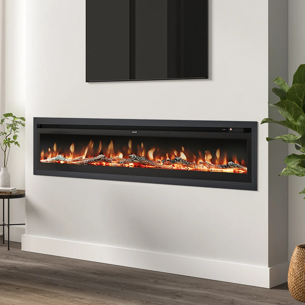 KOMORE 3 in 1 Electric Fireplace with Remote 12 Flame Colours 1800W 80&100 Inch