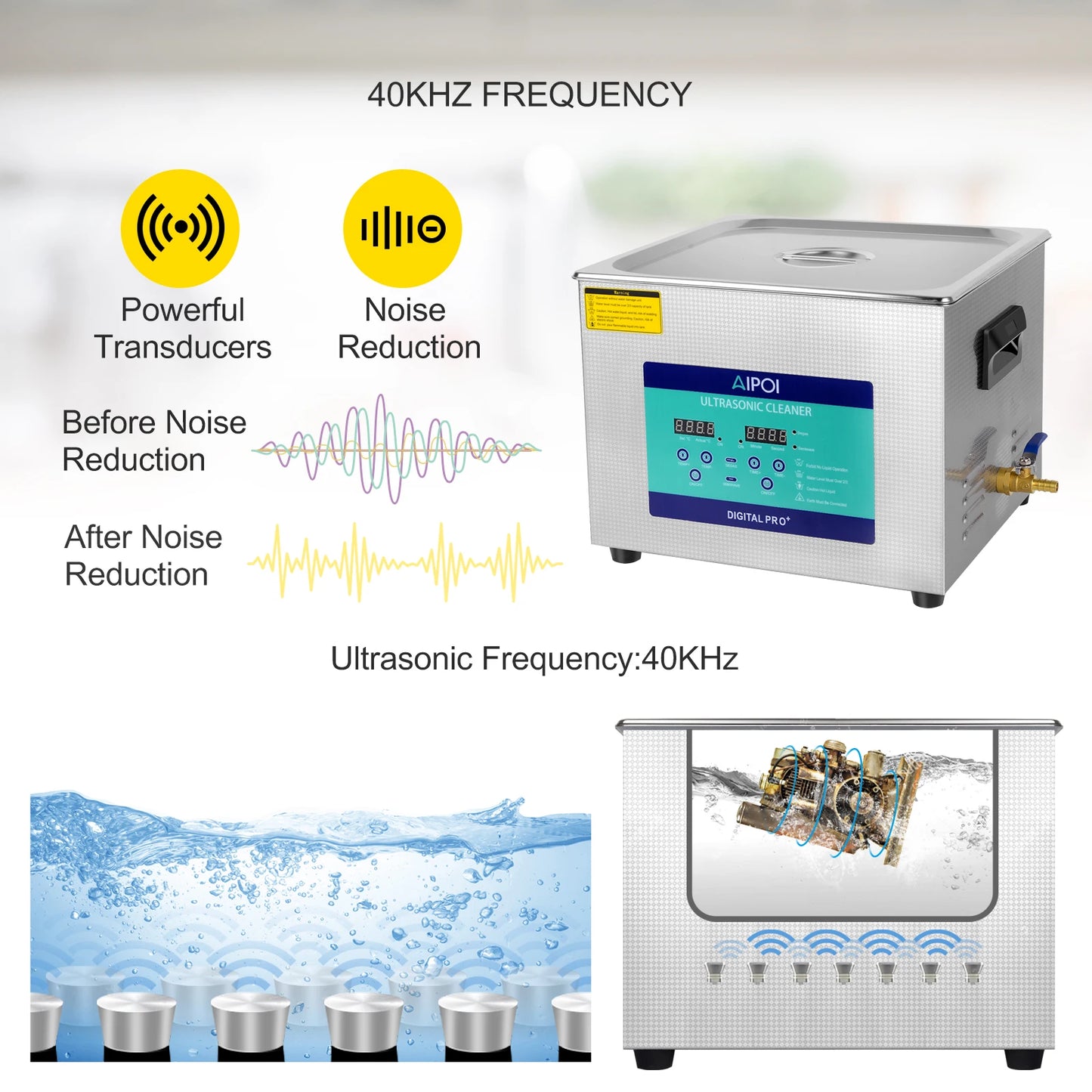 [Ships from UK ] AIPOI Ultrasonic Cleaner 800ml 2L 3.2L 6.5L 10L 15L 22L 30L Home Appliance