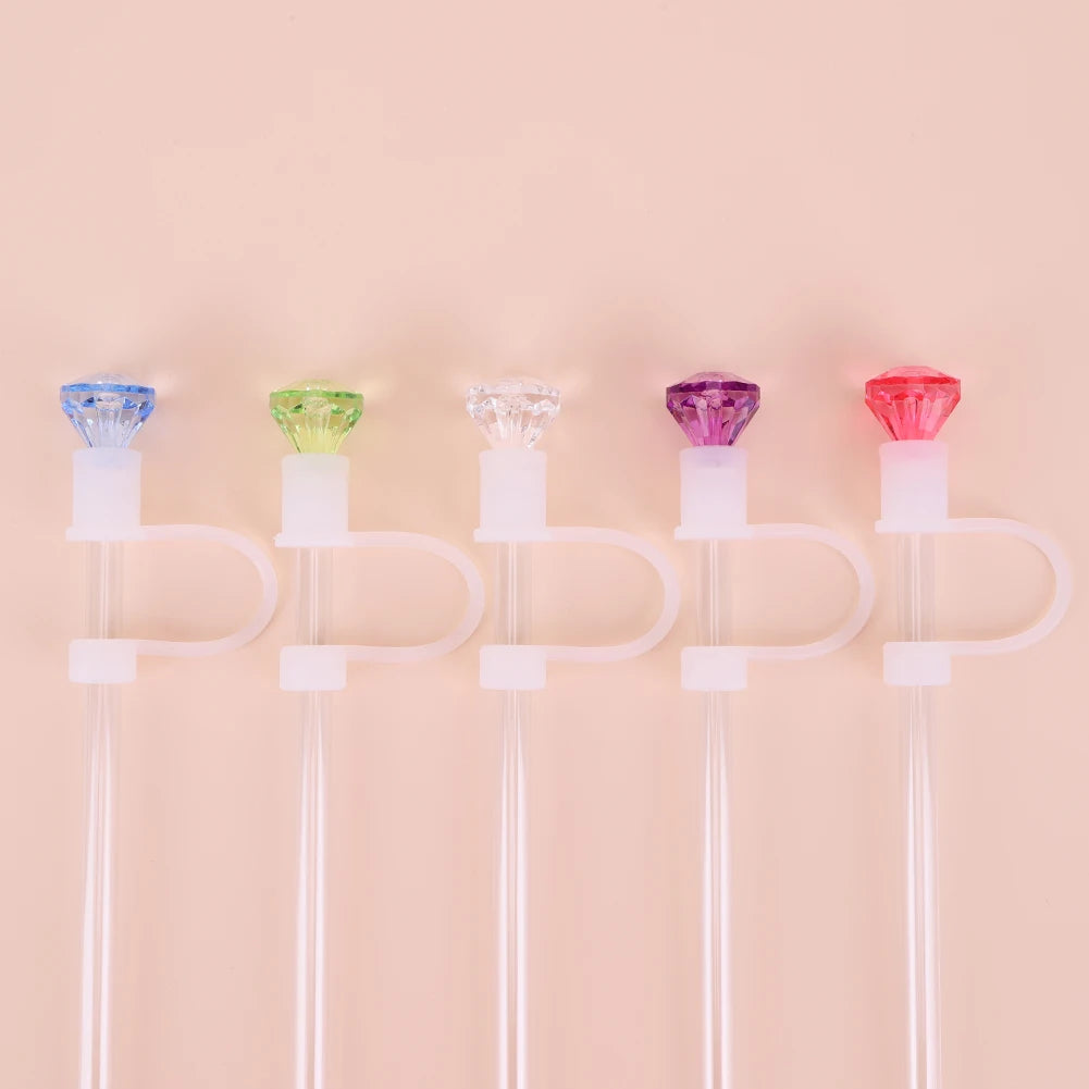 5Pcs Silicone Bling Crystal Straw Caps 10mm Diamond Tumbler Straw Plugs Dust-Proof for Stanley 30/40oz Tumbler Accessories