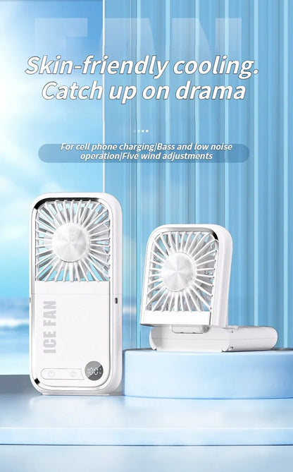 New usb charging small fan folding neck portable small electric fan desktop fan outdoor charging treasure handheld fan