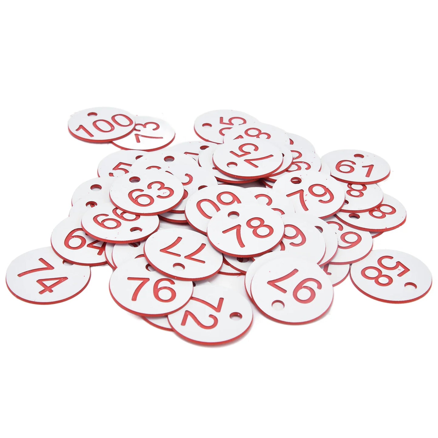 1-100 Beehive Tag Numbered Sign Labels White Red ABS Round with Hole Livestock Beekeeping Supplies