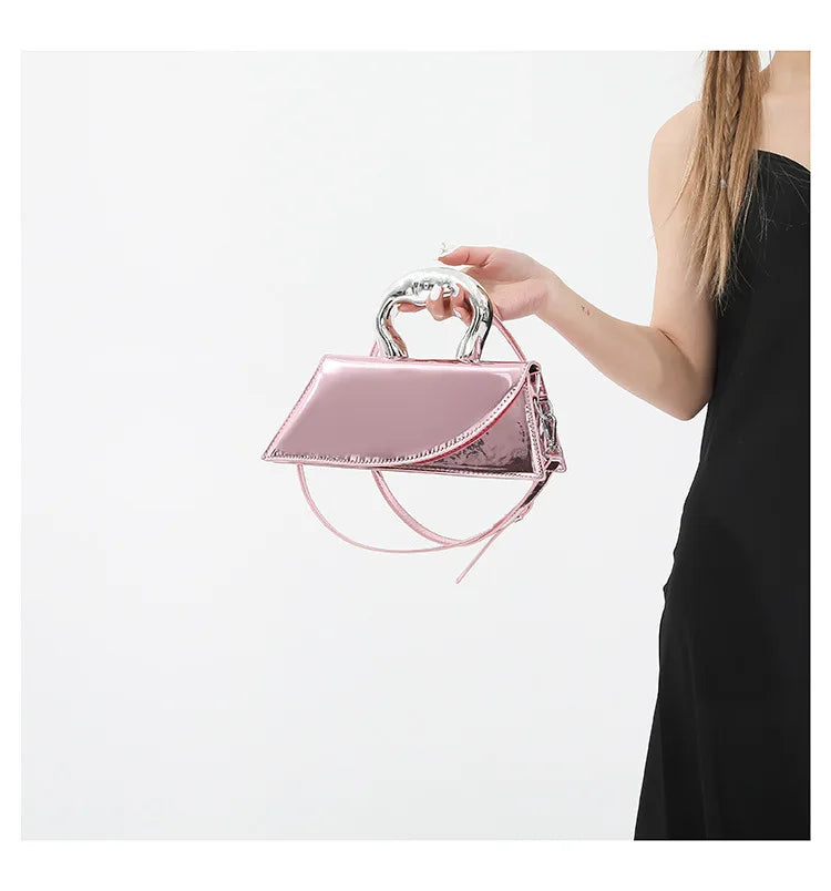 Shiny Leather Handbag And Purse Solid Color Designer Bags For Women Luxury Style Fashion Female Hand Bag High Quality Clutches