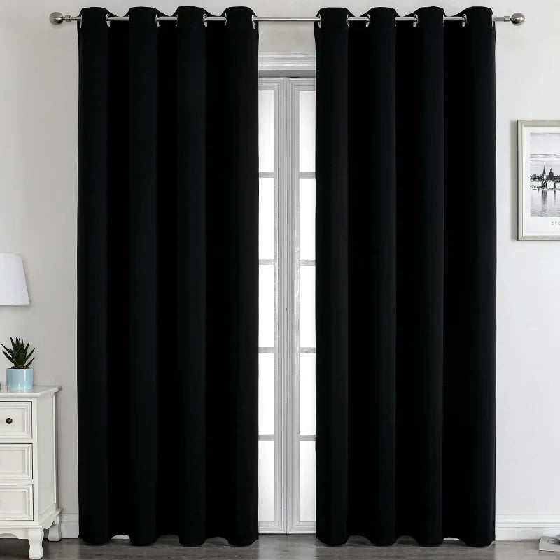 1PC Black High Blackout  Curtains for Living Room Finished Window Curtains for Bedroom