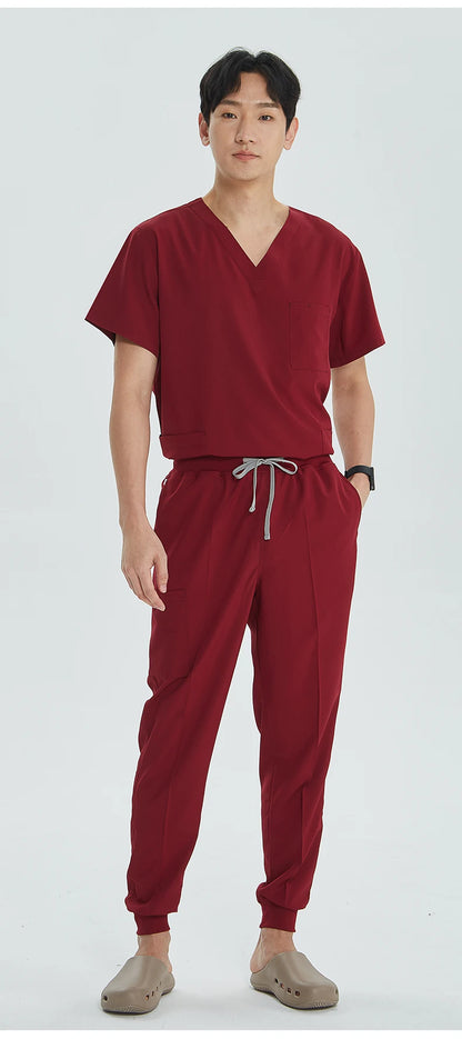 Unisex Medical Uniforms V-neck Top Jogger Pants Scrub Set Stretch Surgical Workwear Dentist Vet Nursing Suit Doctor Outfit S21