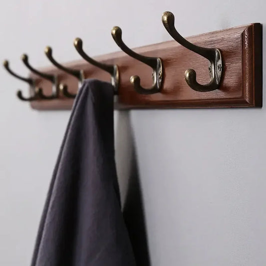 Wall Mounted Solid Wood Coat Rack with Hooks Hats Clothes Hanger Closet Organizer Perchero Furniture for Hallway Entrance Decor