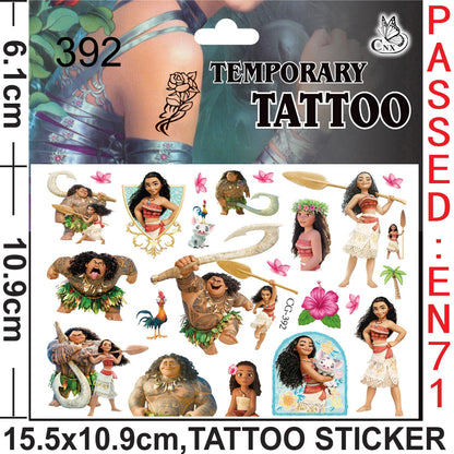 1/4/8pcs Moana Party Favor Temporary Tattoos Stickers Birthday Party Supplies Decorations Gifts for Boys Girls Classroom Rewards