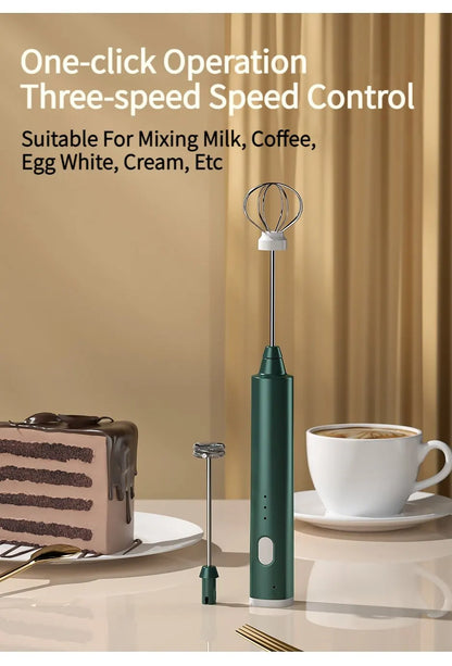 1 PCS USB Rechargeable Handheld Egg Beater 3 Speeds Electric Milk Frother Foam Maker Mixer Coffee Drink Frothing Wand Foamer