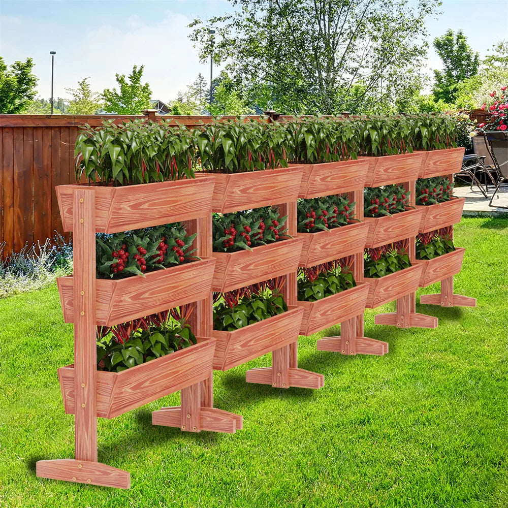 Wooden Vertical Raised Garden Bed, Vegetable Planter Box, Grow Vegetable Flower, Outdoor and Indoor, 3 Tier